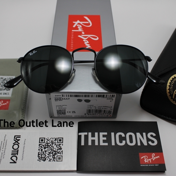 Model Display RayBan Round Metal All Black RB3447 - Picture 14 of 16